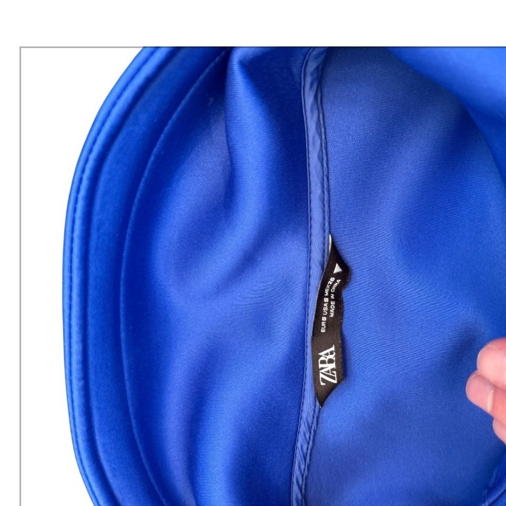Zara Bright Blue Bomber Jacket with Zip Pockets - Picture 7 of 8